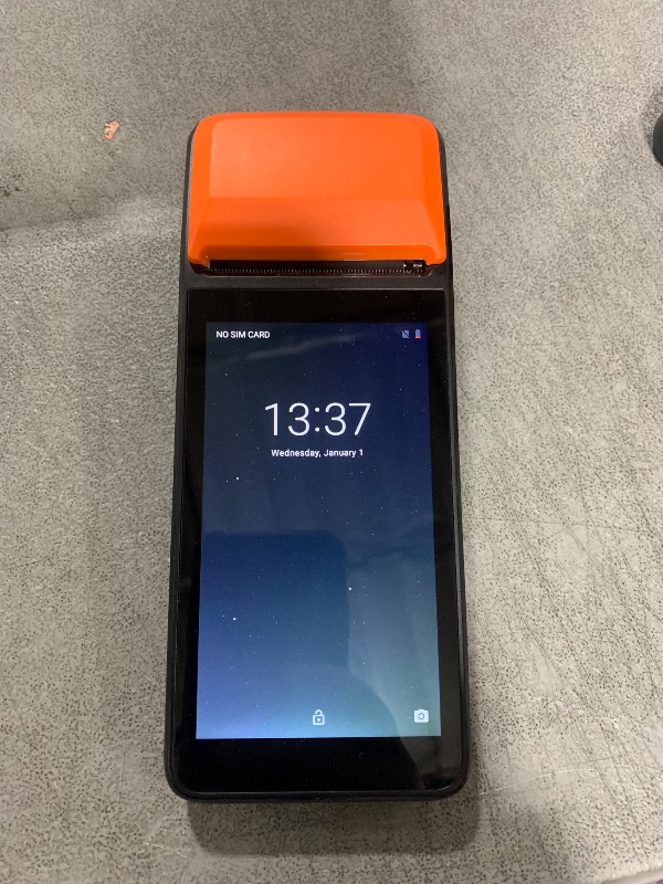 Photo 1 of Bisofice Handheld 3G POS Receipt Printer Android 8.1 1D/2D Barcode Scanner PDA Terminal 3G WiFi BT Communication with 5.0 Inch Touchscreen 58mm Width Thermal Label Printing for Supermarket