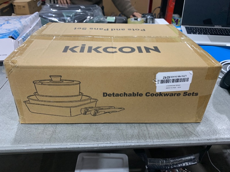 Photo 1 of KIKCOIN Pots and Pans Set Non Stick: 7 Pack Ceramic Cookware Set with Detachable Handle, Healthy Non Toxic Kitchen Cooking Pots with Frying Pans, Grill Pan