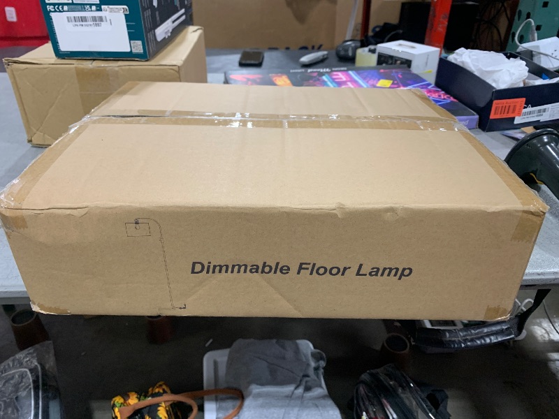 Photo 1 of ?Upgraded? Dimmable Gold Floor Lamp, 1200 Lumens LED Bulb Included, Arc Floor Lamps for Living Room Modern Standing Lamp with Linen Shade, Tall Lamp for Living Room Bedroom Office Reading Room Nursery