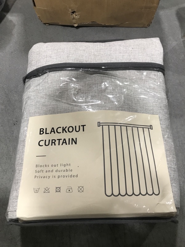 Photo 1 of 100% Blackout Shield Linen Blackout Curtains for Bedroom 84 Inches Long, Back Tab/Rod Pocket Living Room Drapes, Thermal Insulated Blackout Curtains 2 Panels Set, 50" W x 84" L, Stone