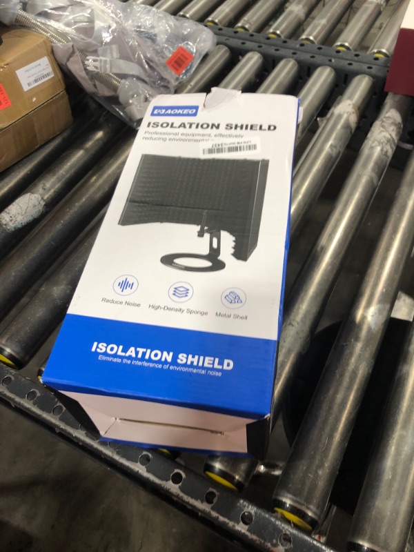 Photo 1 of Aokeo Microphone Isolation Shield, Foldable Mic Shield with Triple Sound Insulation, Reflection Filter with 3/8" and 5/8" Mic Threaded Mount for Recording Studio, Podcasts, Singing, and Broadcasting