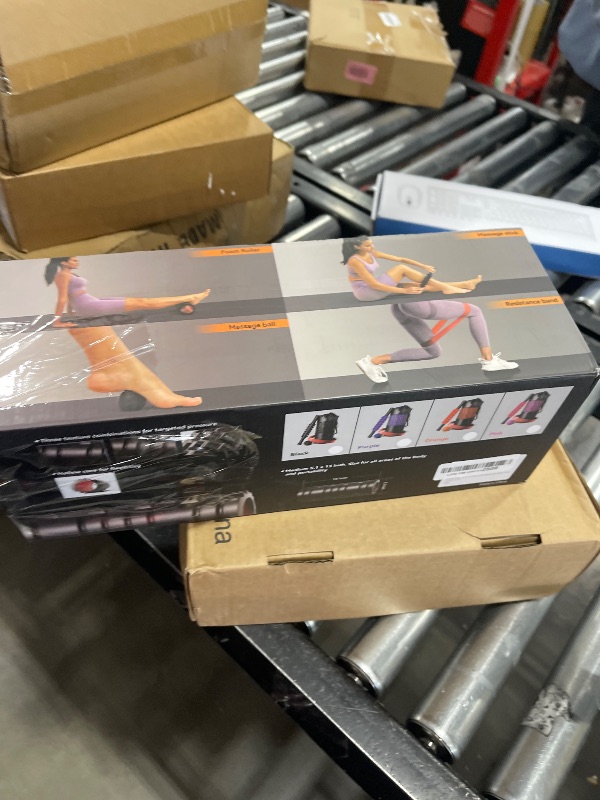 Photo 1 of SUBCULTUREPICK 5 in1 Foam Roller Set, Trigger Point Foam Roller, Massage Roller Stick, Massage Ball, Resistance Band for Deep Muscle Massage Pilates Yoga,Fitness Exercise for Whole Body (Orange-Black)