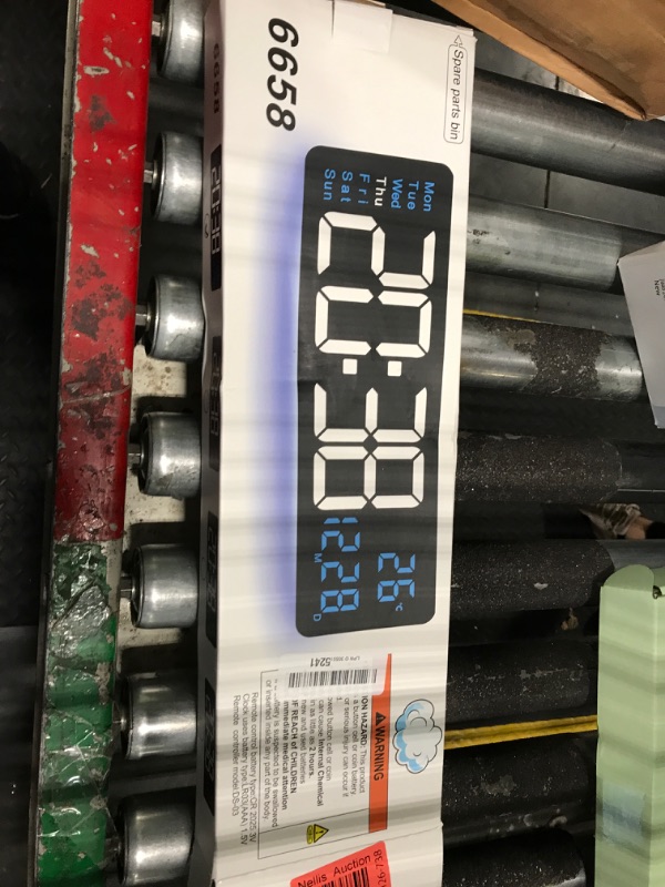 Photo 1 of LEIKE 16" Large Digital Wall Clock Timer,Remote Control,2 Alarms, LED Display,Auto DST,Temperature,Modern Night Light Clock for Living Room,Bedroom,Desk,Mounted Decor(Black,White Blue LED)