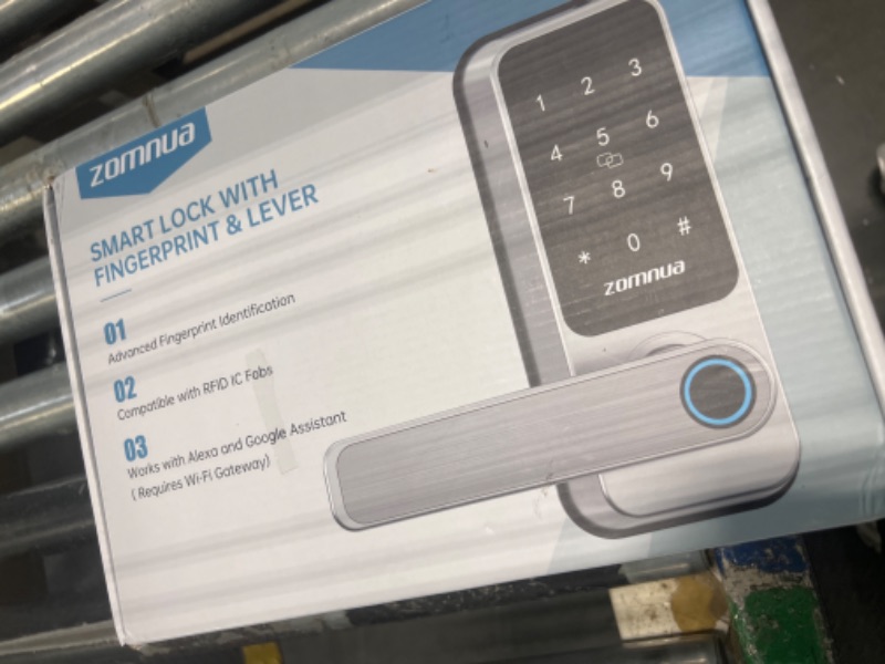 Photo 1 of Keyless Entry Door Lock with Handle,Zomnua Fingerprint Lever Keypad Door Lock with Handle,WiFi Front Biometric Passcode Code Alexa Deadbolt with Fob Keys Gateway for Home Hotel Office