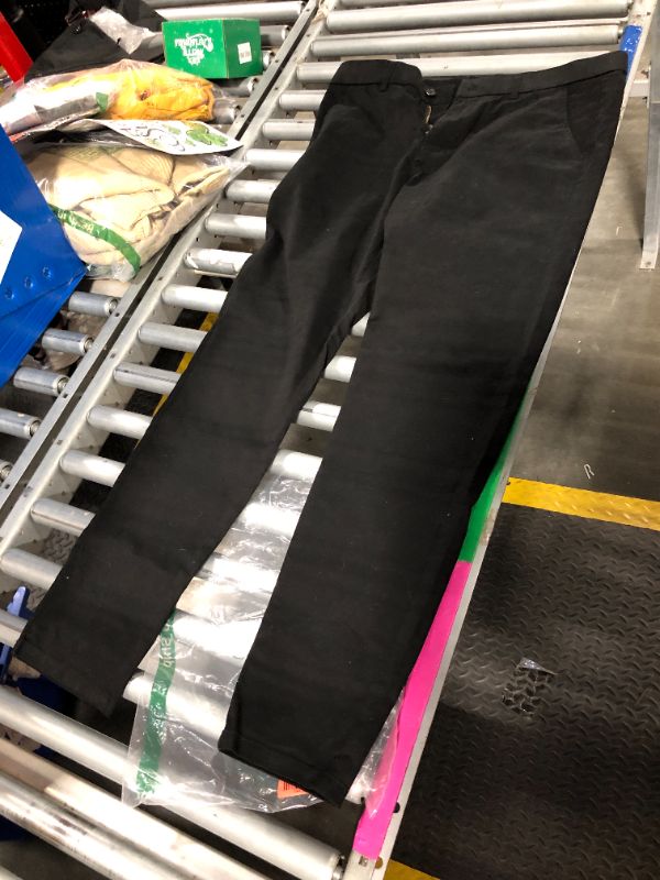 Photo 1 of ***SIZE 34W X 32L*** Plaid&Plain Men's Skinny Stretchy Khaki Pants Colored Pants Slim Fit Slacks Tapered Trousers 819 Black 34X32