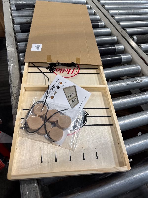 Photo 1 of **NEW/FACTORY SEALED** PACK OF 2  Extra Large Size Fast Sling Puck Game Test Your Speed and Accuracy with This Large Size Fast Action Wooden Air Hockey Board Game 22"x12"