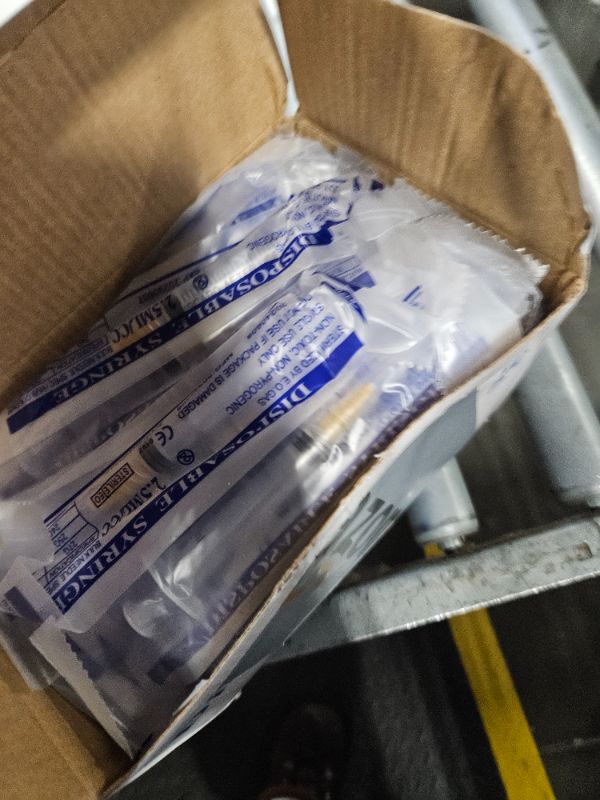 Photo 2 of 100 Pack 2ml (2.5ml) Plastic Luer Lock Syringa with 25Ga and Cap, Individually Sealed Wrapped, for Scientific Labs, Measuring Liquid, Refilling Cartridges or Glue Applicator