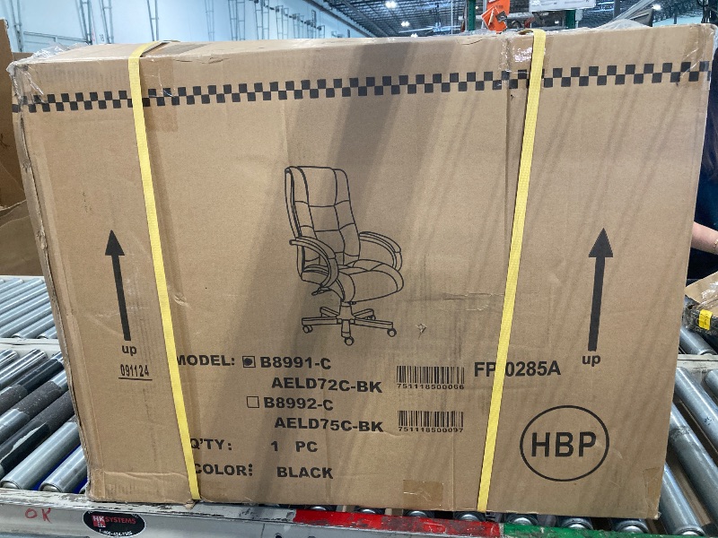 Photo 2 of *** NEW FACTORY SEALED***Boss Office Products Black Contemporary Ergonomic Adjustable Height Swivel Upholstered Executive Chair