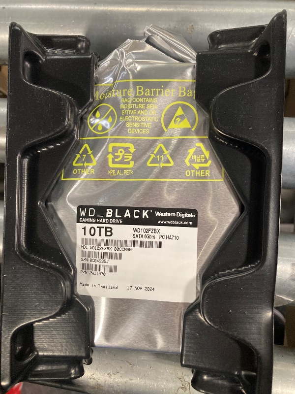 Photo 1 of Western Digital 10TB WD_Black Performance Internal Hard Drive HDD - 7200 RPM, SATA 6 Gb/s, 512 MB Cache, 3.5" - WD102FZBX. 