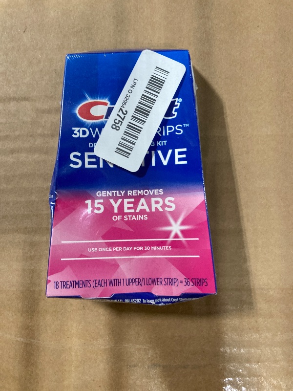 Photo 2 of **NEW FACTORY SEALED***Crest 3D Whitestrips Sensitive At-Home Teeth Whitening Kit, 18 Treatments, Gently Removes 15 Years of Stains, Crest Whitestrips, Teeth Whitening Kit