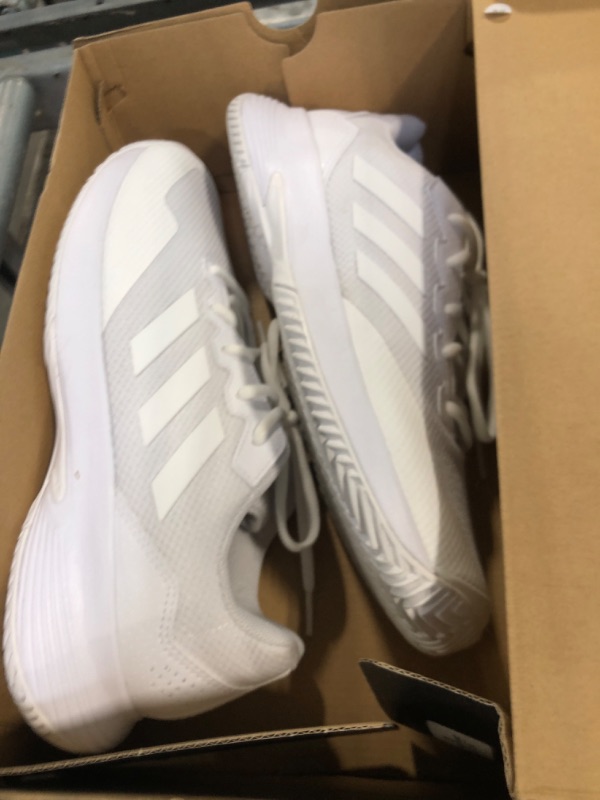 Photo 1 of adidas Men's Gamecourt 2.0 Tennis Sneaker, White/White/Matte Silver, 9.5