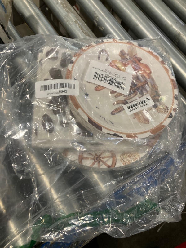 Photo 1 of 180PCS Cowboy Party Supplies Serve 60, Western Party Paper Plates and Napkins Kit for Wild West Cowboy Rodeo Birthday Baby Shower Party Decorations, Includes Dinner Plates, Dessert Plates, Napkins  
