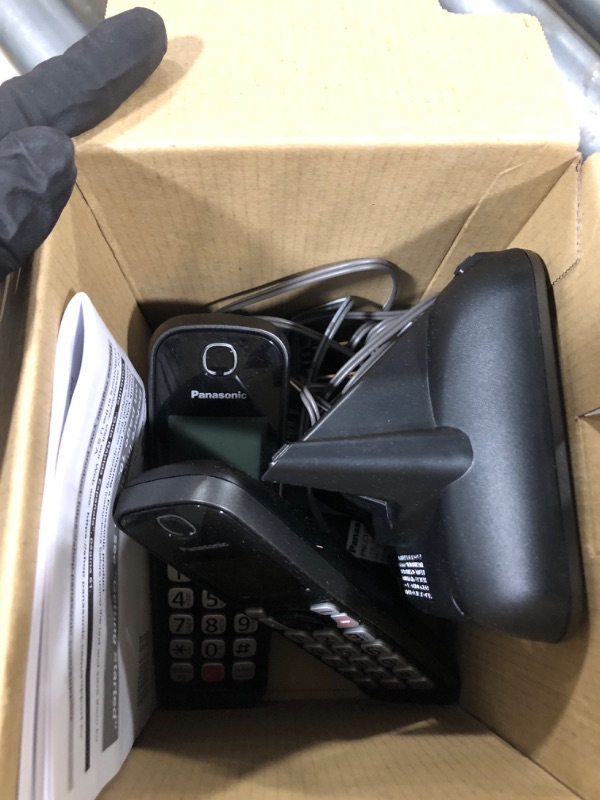 Photo 1 of Panasonic Cordless Phone with Answering Machine, Advanced Call Block, Bilingual Caller ID and Easy to Read High-Contrast Display, Expandable System with 2 Handsets - KX-TGD832M (Metallic Black)