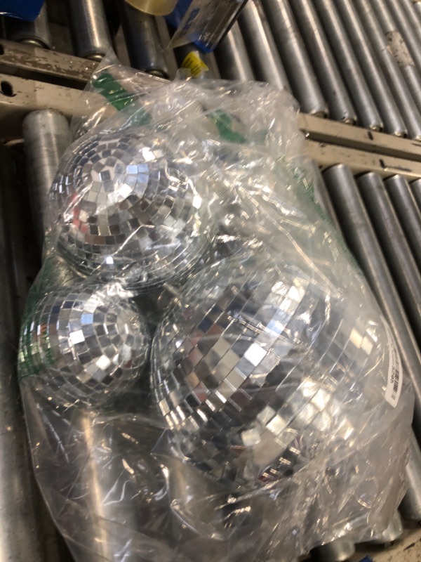 Photo 1 of 4 Pack Large Disco Ball Silver Hanging Disco Balls Reflective Mirror Ball Ornament for Party Holiday Wedding Dance and Music Festivals Decor Club Stage Props (8 Inch, 6 Inch, 4 Inch)