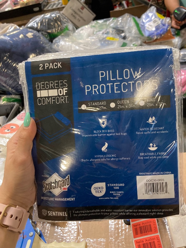 Photo 1 of Degrees of Comfort Pillow Protectors (Set of 2) - Hypoallergenic, Waterproof, Zippered Dust Allergy & Bed Bug Proof Pillow Cover, Cotton Terry with 3M Scotchgard, King Size, 21x37