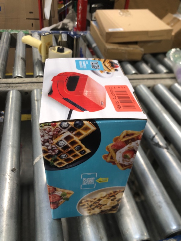 Photo 1 of Tasty Mini Nonstick Waffle Maker, Perfect for Individual Waffles, Hash Browns, Brownies and more, Quick Results, Easy Clean Up, 600W, Red