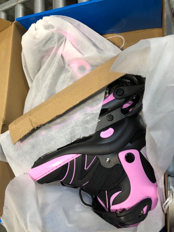 Photo 1 of 2PM SPORTS Kids Adjustable Inline Skates Ages 4-12, Youth Inlie Skates for Girls Boys 5-8 8-12 with Full Light Up Wheels, Beginner Women Men Adult Skates - Pink Medium