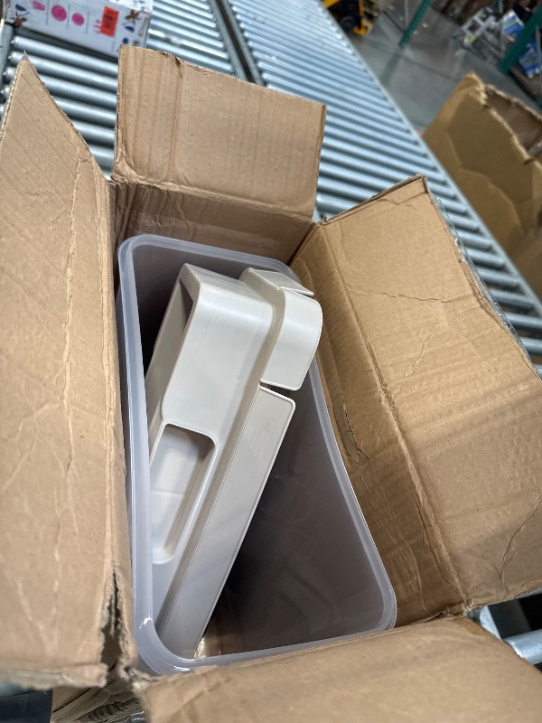 Photo 1 of Baffect Dog Food Storage Container, Airtight Pet Food Storage Container for Dogs Cats with Measuring Cup and Rolling Wheel for Dog Cat Bird and Other Pet Food Storage Bin