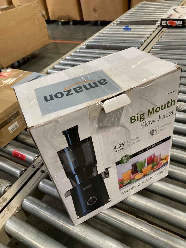 Photo 1 of Juicer Machines, ECOSELF Cold Press Juicer with 4.35" Large Feed Chute Fit Whole Fruits and Vegetables, Juice Extractor Self Feeding Effortless for Batch Juicing, Easy to Clean, High Juice Yield missing two caps. 