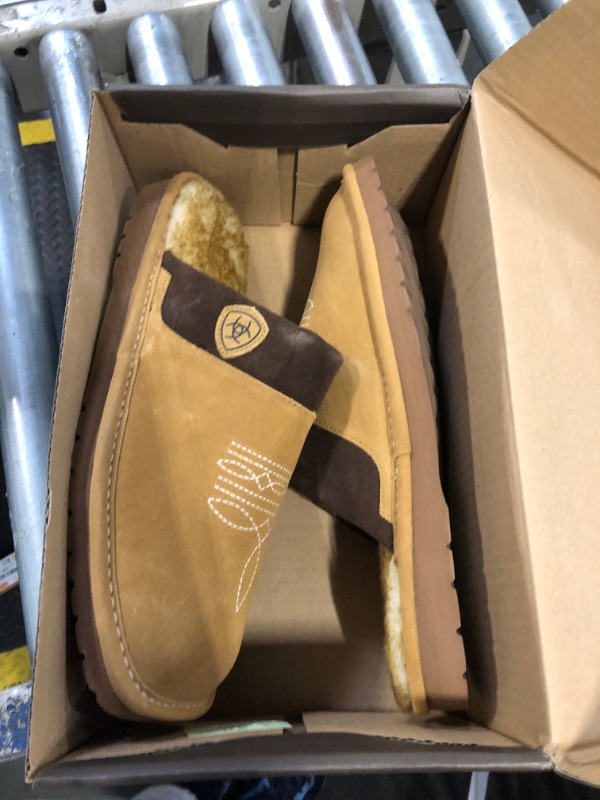 Photo 1 of ARIAT Men’s 2842 Silversmith Outdoor Indoor Western Suede Foam Cushioned Square Toe Slipper, Chestnut/Chocolate, 12