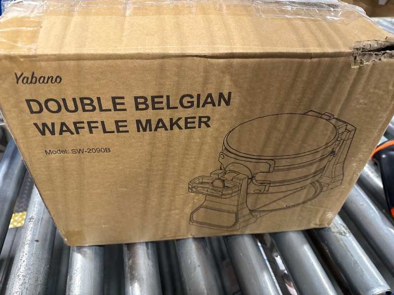 Photo 1 of Belgian Waffle Maker, Classic Rotating Waffle Iron with Nonstick Plates, Removable Drip Tray and Cool Touch Handles, Double Flip Waffle, Rotating Belgium Waflera Maker by Yabano, Brushed Stainless