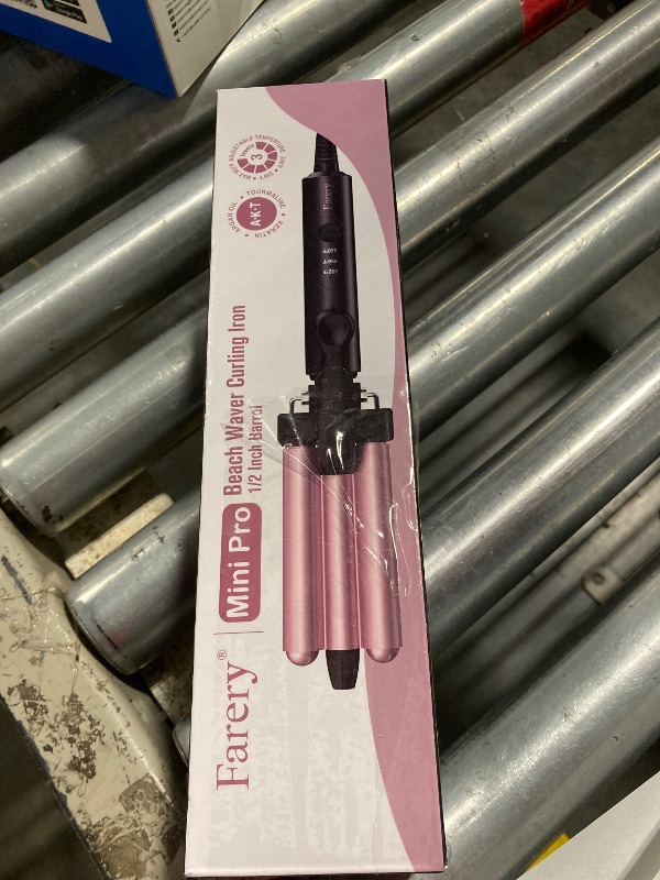Photo 1 of FARERY Mini Hair Crimper Hair Waver 3 Temperature Adjustable, 3 Barrel Curling Iron for Short Hair, Hair Crimper for Women Beach Waves, 1/2 Inch for Tight Curls, Travel Size, Dual Voltage, Pouch Bag