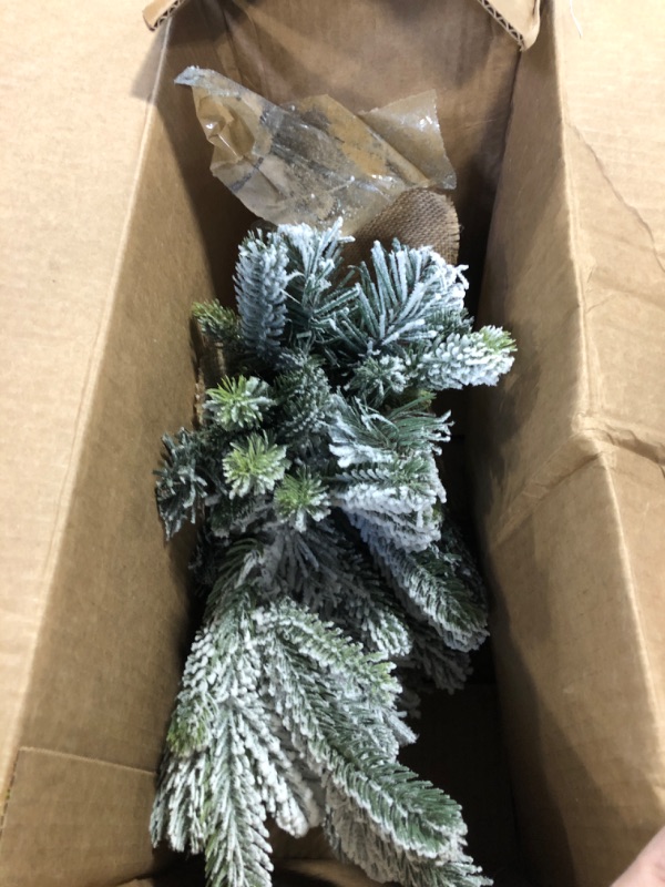 Photo 3 of 18" Artificial Christmas Tree Small Fake Frosted Fir Tree for Home Farmhouse Tabletop Mantel Windowsill Holiday Christmas Decorations Indoor