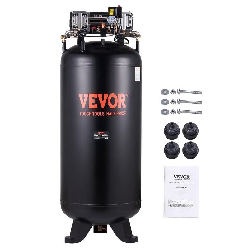 Photo 1 of ***TRUCK NEEDED***VEVOR Air Compressor 80 Gallon, 2-Stage 145PSI Oil Free Stationary Air Compressor Tank, 6.5HP 15.5SCFM@90 PSI, 86dB Quiet Compressor for Industrial Manufacturing, Construction Sites 3-Phase Power)