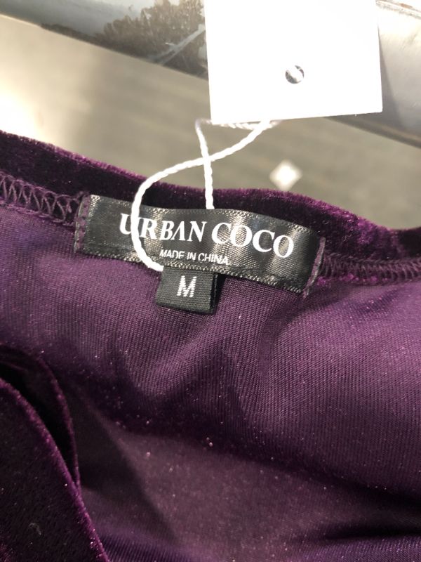 Photo 1 of ***MEDIUM SIZE*** Urban CoCo Women Long Sleeve V-Neck Velvet Stretchy Long Dress (as1, Alpha, m, Regular, Regular, Purple)  -MEDIUM