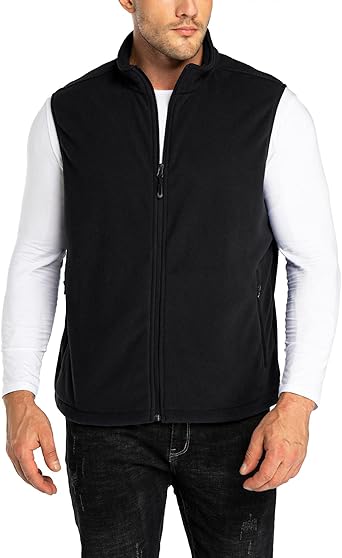 Photo 1 of 33,000ft Men's Fleece Vest, Lightweight Warm Zip Up Polar Vests Outerwear with Zipper Pockets, Sleeveless Jacket 