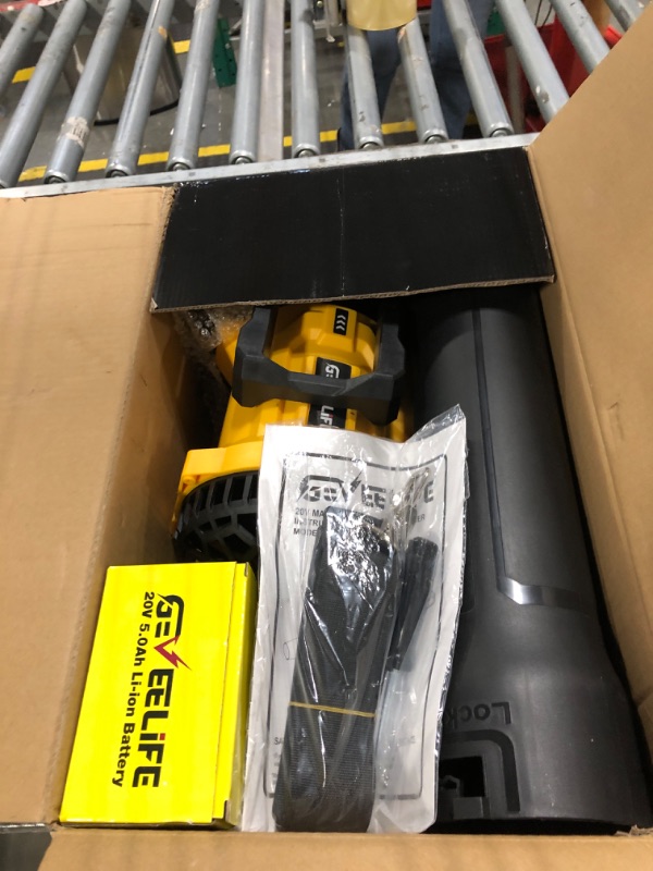 Photo 1 of **USED** GEVEELIFE Leaf Blower Cordless, 650CFM & 3 Speed Levels, Electric Cordless Leaf Blower with 2 * 5.0Ah Battery Powered, Blowers for Lawn Care, Yard, Blowing Leaves, Dust, Snow