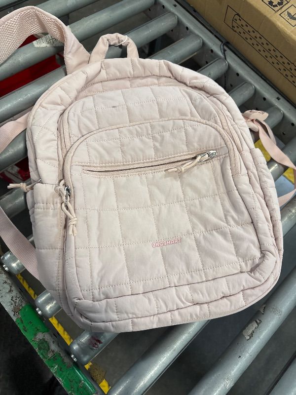 Photo 1 of BAGSMART College Laptop Backpack, Travel Laptop Backpack for Women, Quilted Casual Daypack, Water-Resistant Bookbag for 15.6 Inch Laptop, Pink
