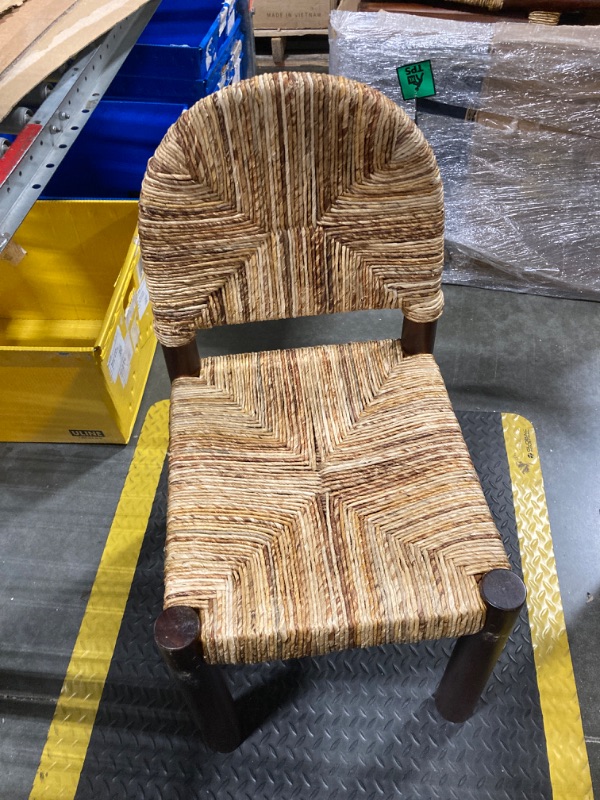 Photo 1 of *** 4 sets*** Light Brown Wood Handmade Art Deco Living Room Accent Chair with Woven Banana Leaf Seat,