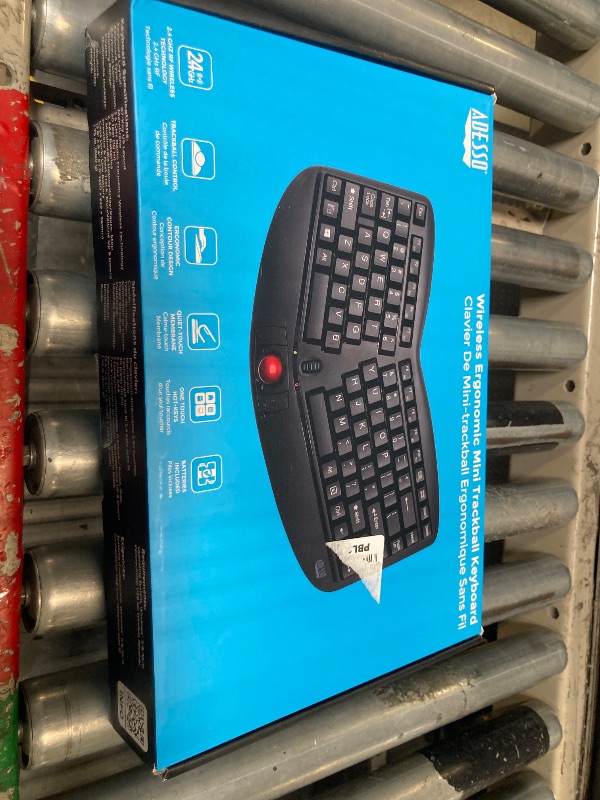 Photo 1 of Adesso WKB-3150UB - Wireless Ergonomic Keyboard with Built-in Removable Trackball and Scroll Wheel, Split Key, Long Battery Life, Small and Portable -Compatible for Laptop/Desktop/PC/Windows XP/7/8/10