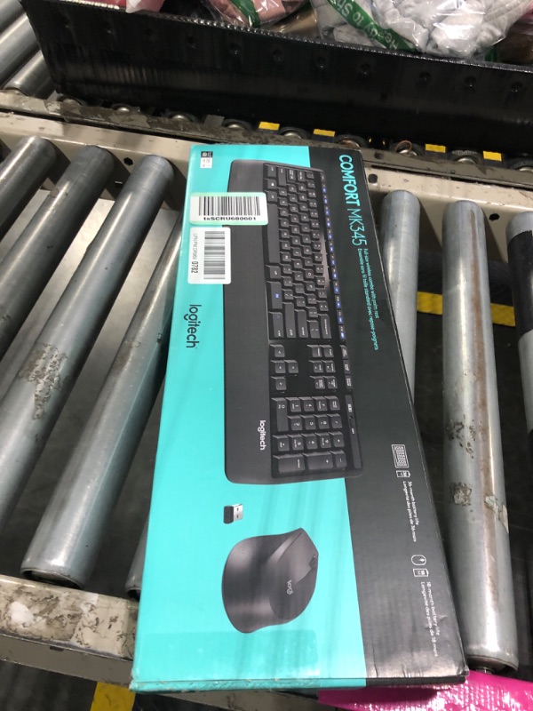 Photo 1 of Logitech MK345 Wireless Combo Full-Sized Keyboard with Palm Rest and Comfortable Right-Handed Mouse, 2.4 GHz Wireless USB Receiver, Compatible with PC, Laptop,Black