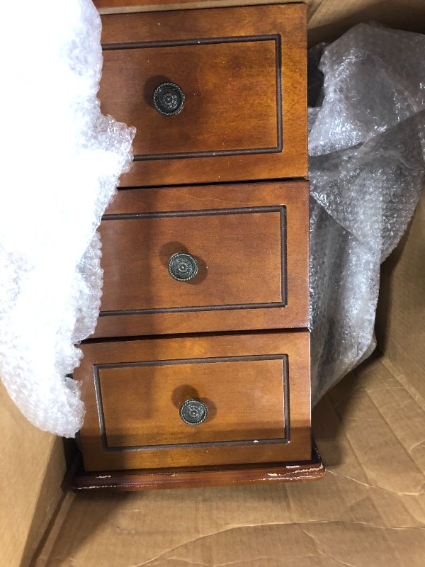 Photo 1 of LITTLE TREE Fully Assembled End Table, Set of 2 Narrow Side Table with 3 Drawers, Pre-Assembled Nightstand Slim Bedside Table for Small Spaces, Living Room, Bedroom, Brown