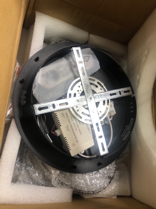 Photo 1 of Black-Star ring Ceiling Fans with Lights and Remote, 27 Inch Modern Low Profile Flush Mount Ceiling Fan, Dimmable LED Ceiling Light Fixture, Small Ceiling Fans for Bedroom, Kitchen, Indoor-Black