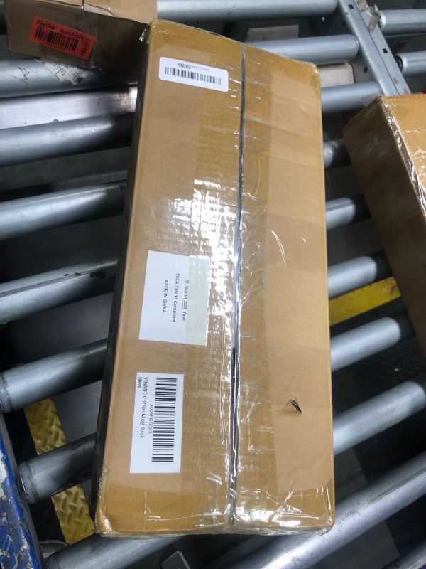 Photo 1 of YINMIT Wall Mounted 3-Tier Coffee Cup Rack with 12 Hooks, Rustic Wood Mug Organizer with Top Shelf, Mug Display for Home Kitchen, Brown