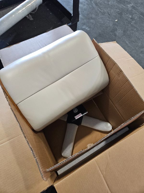 Photo 1 of ******NO LEATHER RECLINER*******Jennifer Taylor Home Jovan 31.5" Mid-Century Modern Genuine Leather Recliner Lounge Chair & Ottoman Set, Pastel Beige Leather