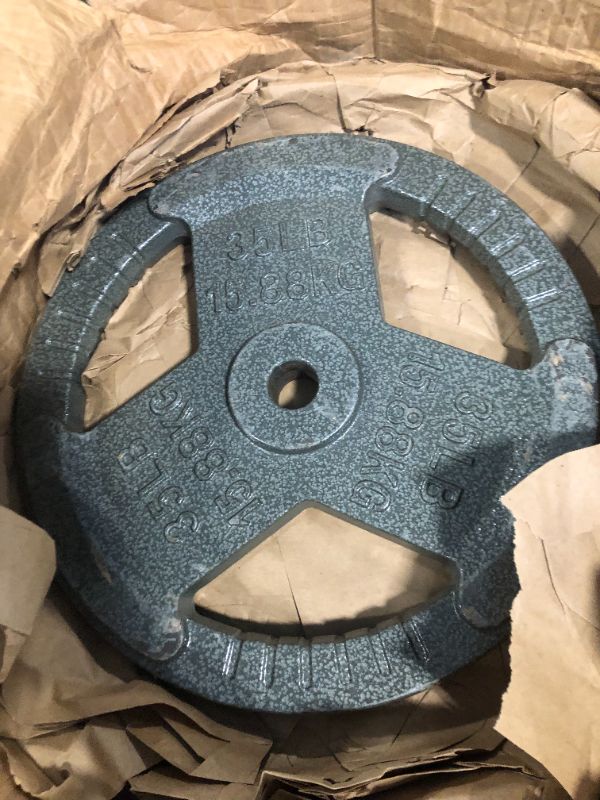 Photo 1 of Fitvids Cast Iron Plate Weight Plate for Strength Training and Weightlifting, 1-Inch Center, 35LB (Set of 2) picture updated