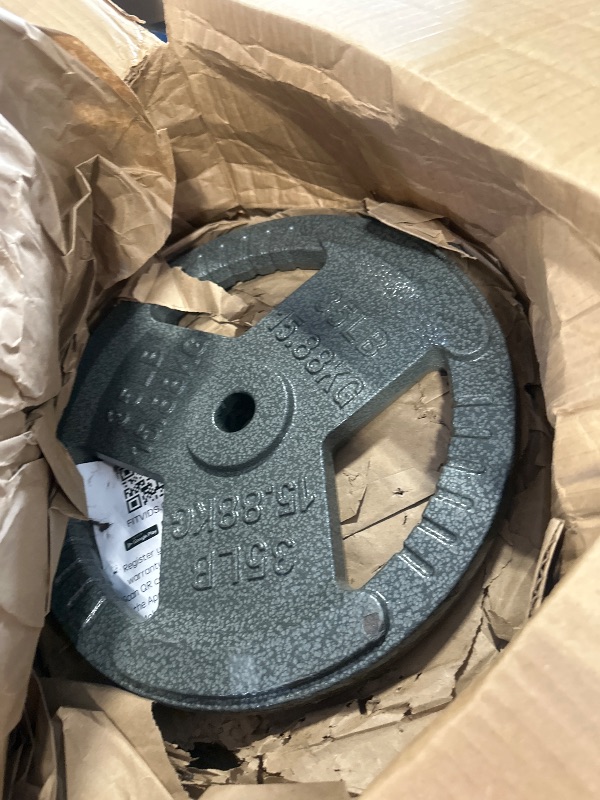 Photo 1 of Fitvids Cast Iron Plate Weight Plate for Strength Training and Weightlifting, 1-Inch Center, 35LB (Set of 2) picture updated