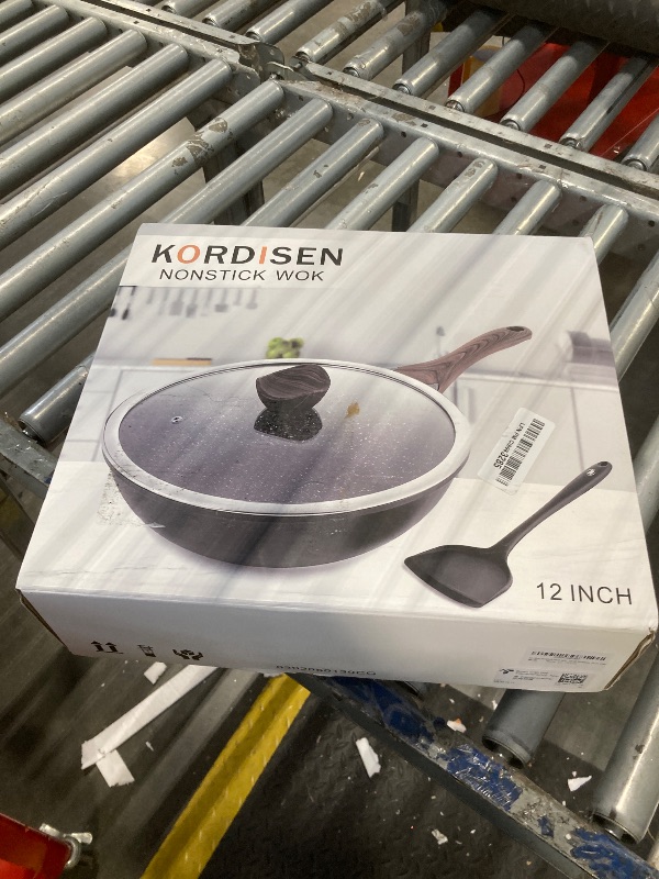 Photo 1 of ***USED*** Kordisen Nonstick Wok with Lid, 12 Inch Woks & Stir-fry Pans, Granite Stone Coating for Cooking, Induction Cookware, Compatible with All Stovetops, PFOA Free