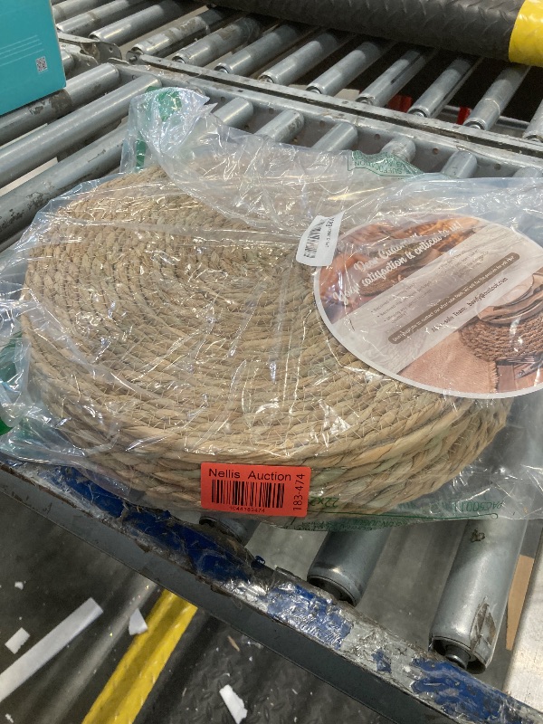 Photo 1 of 13 in Round Woven Placemats Plate Chargers Set of 10, Boho Farmhouse Rustic Woven Place Mats for Dining Table Decor, Rattan Wicker Table Mats Jute Braided Chargers for Dinner Plates