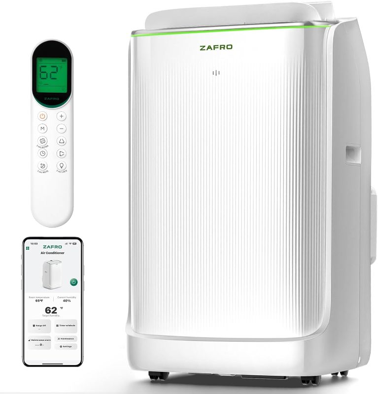 Photo 1 of ZAFRO 16,000 BTU (12,000 BTU SACC) Portable Air Conditioners, Ultra Quiet(42dB) Dual Duct Smart AC with Drainage-free Cooling/24Hrs Timer/APP/Remote/Cool, Fan & Dehumidifier Modes for Indoor Rooms