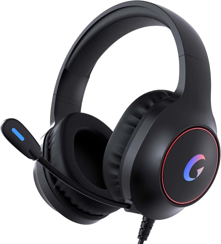 Photo 1 of CM7002 Gaming Headset for PS5, PS4, PC, Mac, Switch, Xbox Series, Surround Sound RGB Gaming Headphones with Noise Canceling Microphone, 50MM Dynamic Drivers, 3.5MM Audio Jack, Black
