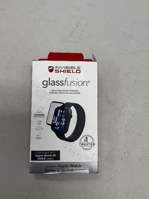Photo 1 of ZAGG InvisibleShield Glass Fusion+ - Engineered Hybrid Glass - Screen Protector - Made for Apple Watch Series 6, SE (2020), Series 5 and Series 4 (44mm)