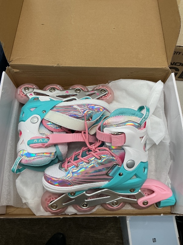 Photo 1 of Locavun Roller Inline Skates for Kids, Girls Roller Skates Blades Ages 6-12 with 4 Size Adjustable Light up Wheels Inline Skates for Kids Girls Beginner Indoor Outdoor Sports