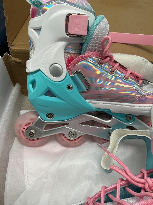 Photo 1 of Locavun Roller Inline Skates for Kids, Girls Roller Skates Blades Ages 6-12 with 4 Size Adjustable Light up Wheels Inline Skates for Kids Girls Beginner Indoor Outdoor Sports