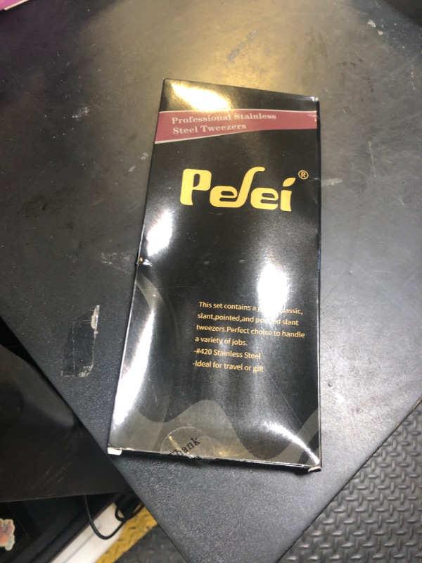 Photo 1 of Pefei Tweezers Set - Professional Stainless Steel Tweezers for Eyebrows - Great Precision for Facial Hair, Splinter and Ingrown Hair Removal (Black)