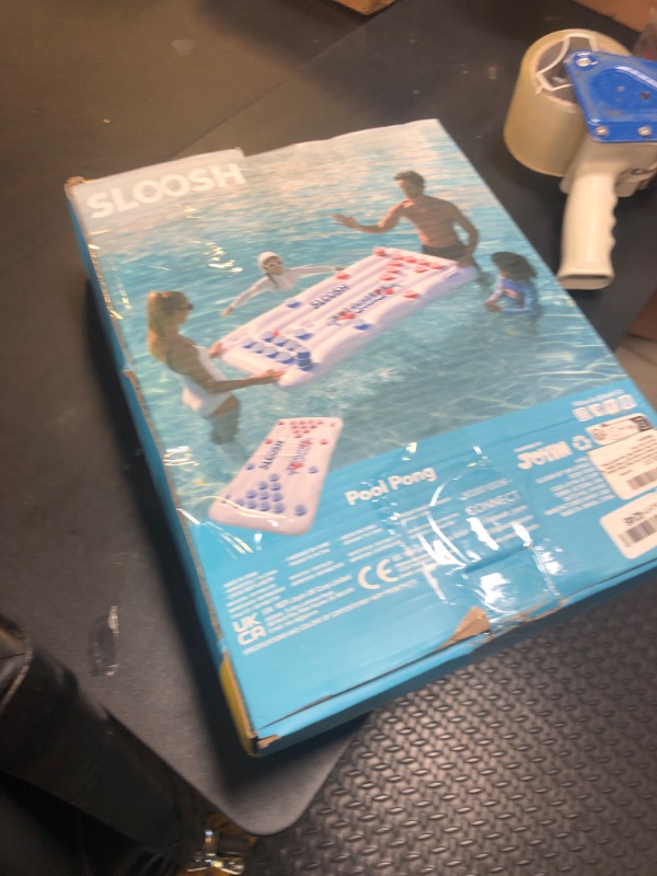 Photo 1 of SLOOSH Pool Games for Adults Pool Floats Inflatable Pong Table Floating Water Games Party 6x3 FT with 10 Pong Balls and Cup Holders (No Cups Included)
